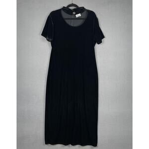 Fashion Bug Dress Womens 16 Black Velvet Midi Short Sleeve Heart Charm Party